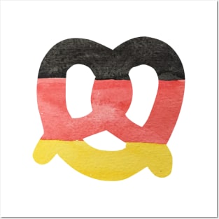 Pretzel in Hand-Painted Water Colors of German Flag Posters and Art